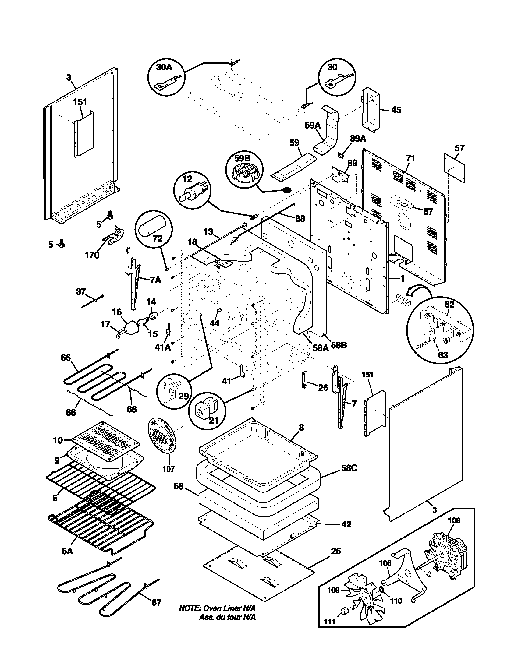 Frigidaire FEF376ASA body diagram