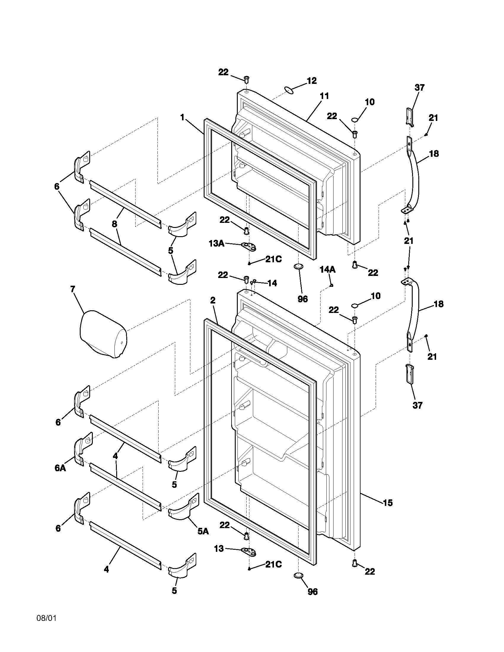 Frigidaire FRT18ND5AQ2 door diagram