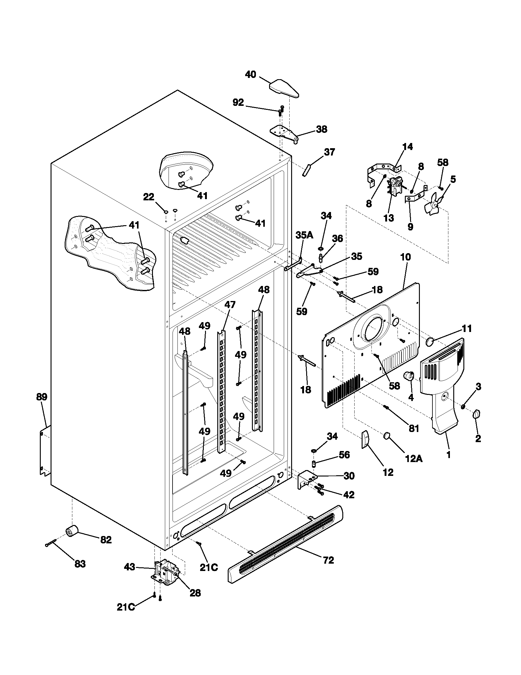 Frigidaire FRT18P5AQ2 cabinet diagram