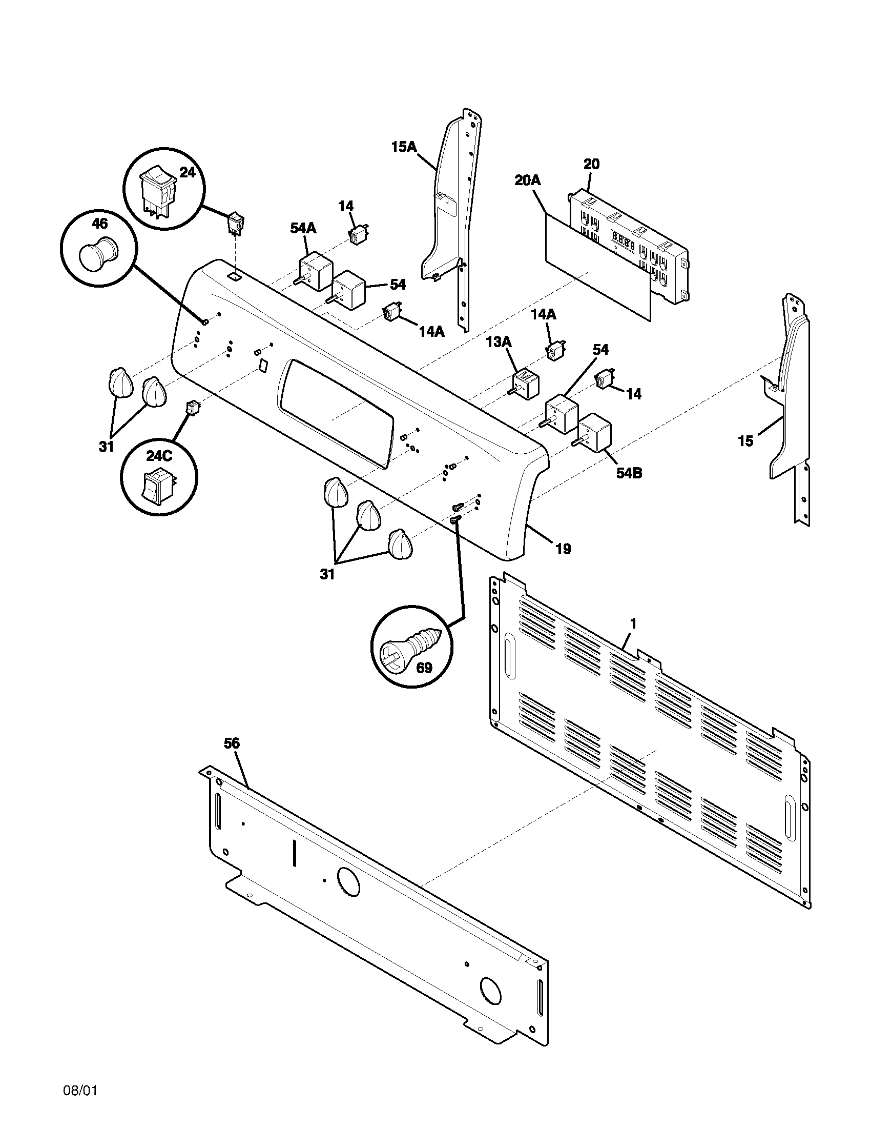 Frigidaire FEFL77ABA backguard diagram