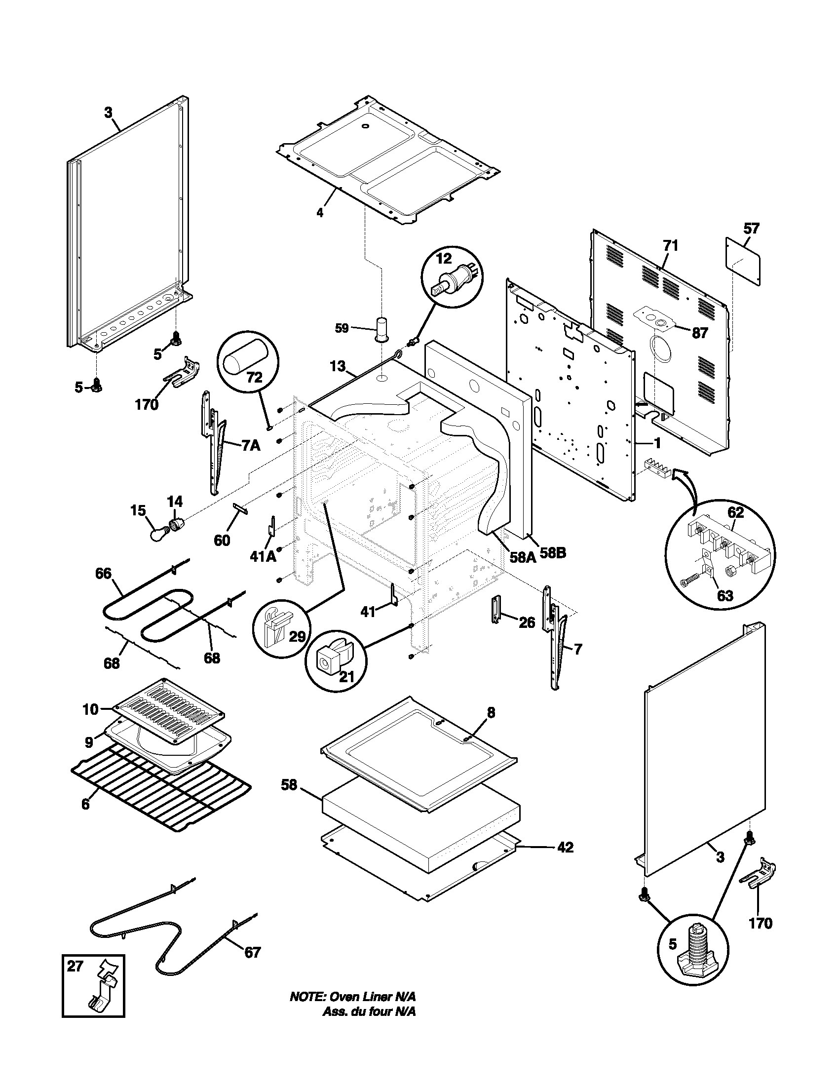 Frigidaire FEF312ASA body diagram