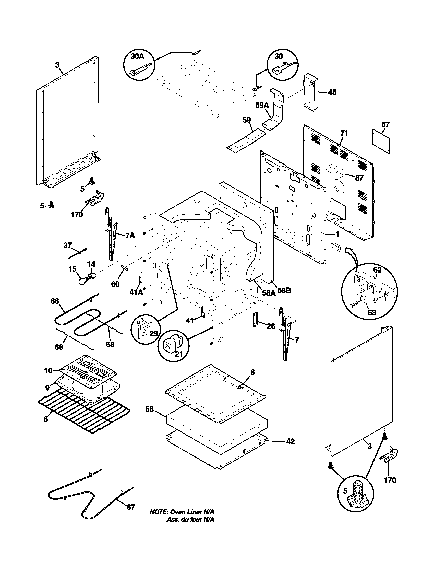 Frigidaire FEF336ASB body diagram