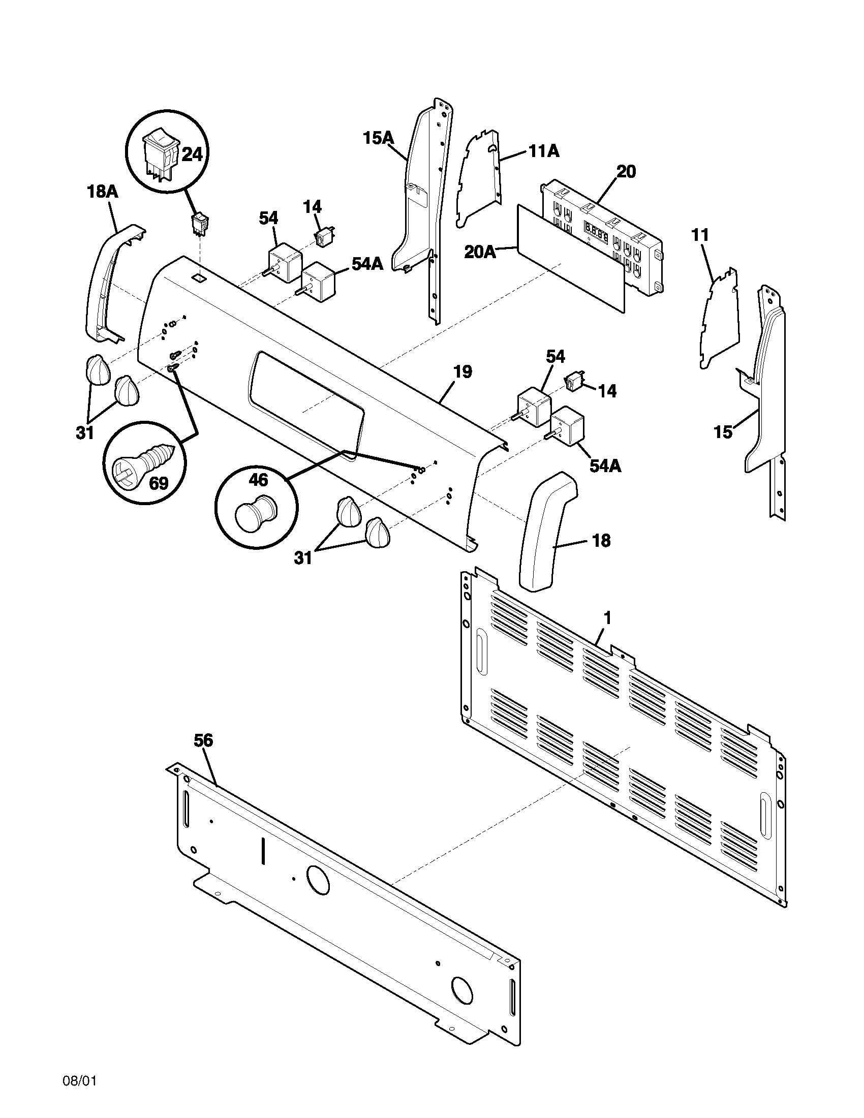 Frigidaire FEF352AWA backguard diagram