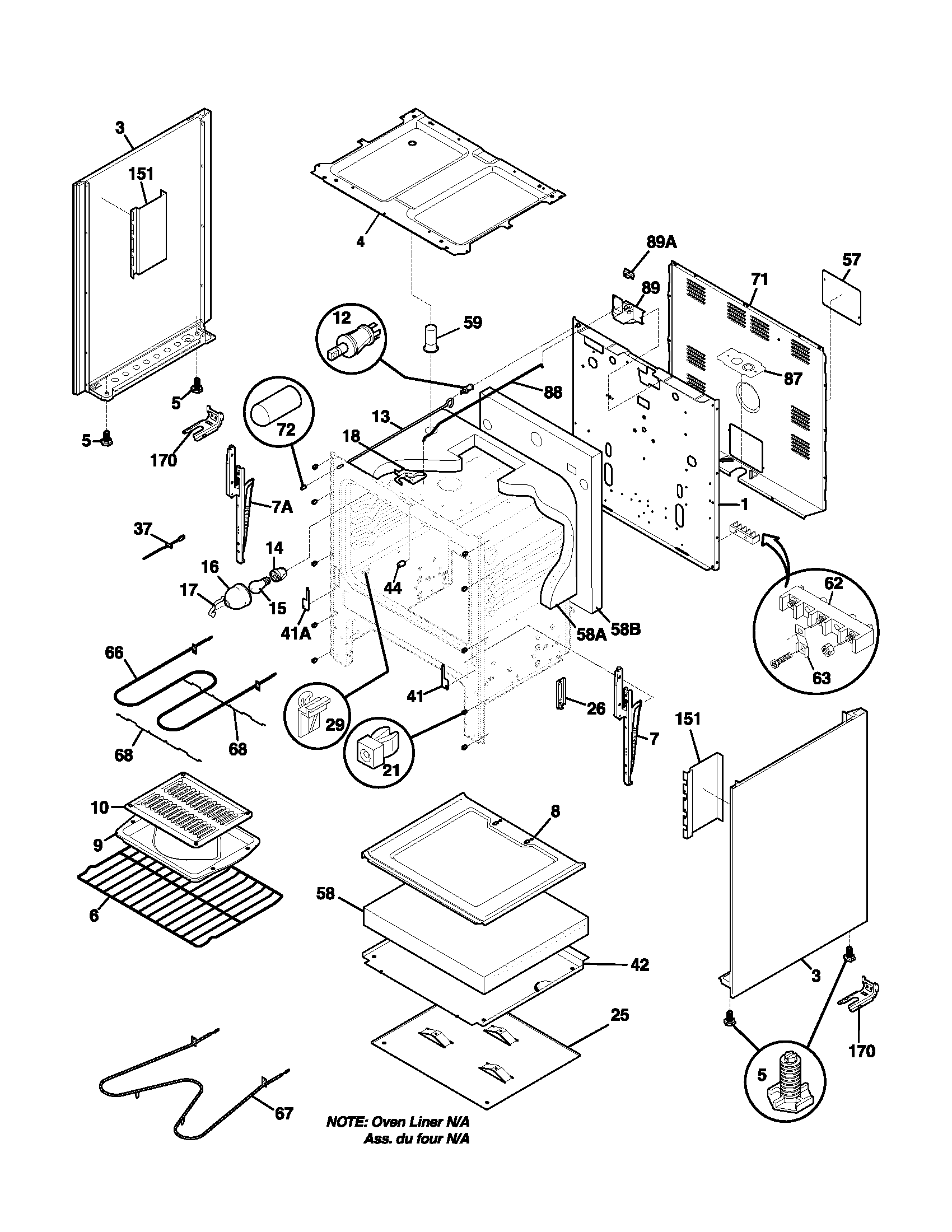 Frigidaire FEF352AWA body diagram