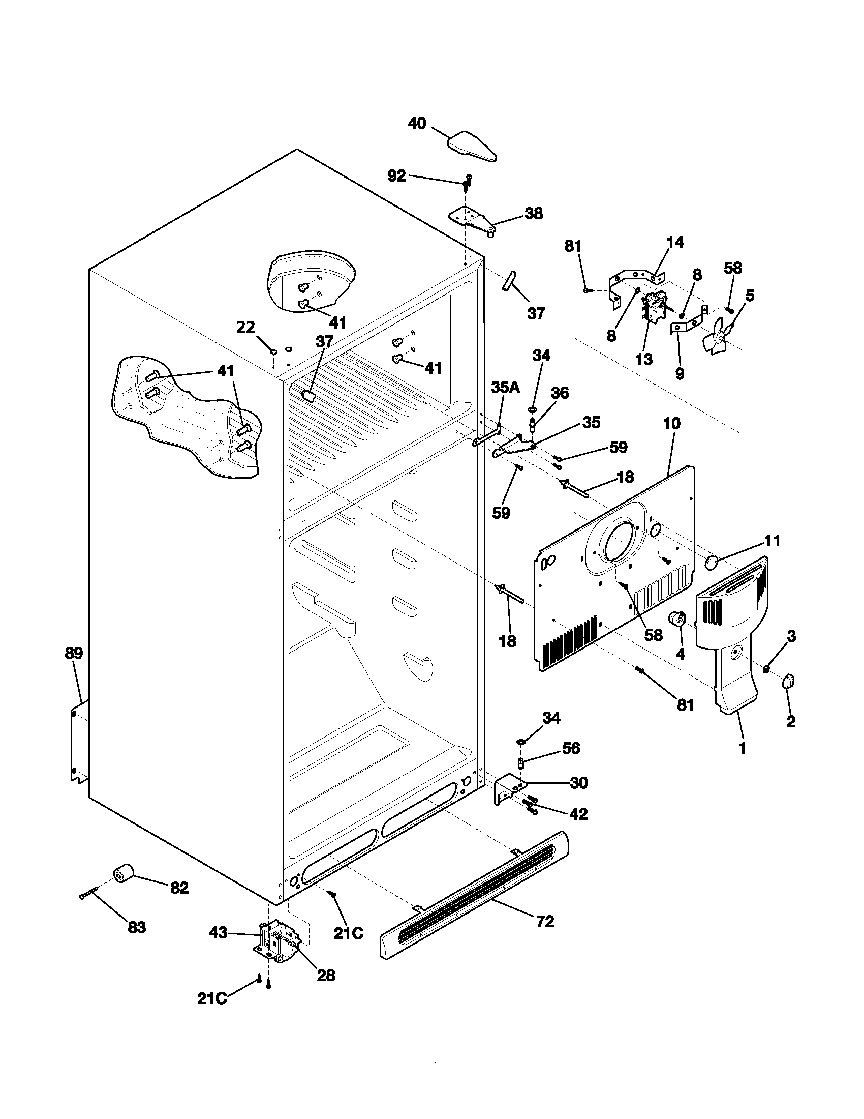 Frigidaire FRT18IC5AW2 cabinet diagram