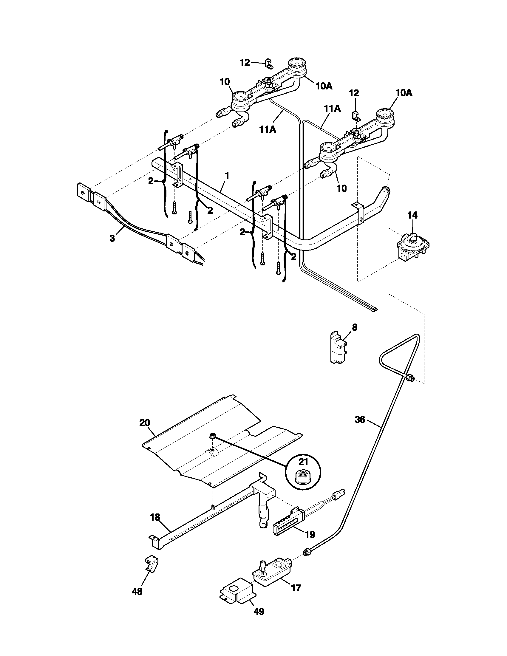 Frigidaire FLF316AQA burner diagram
