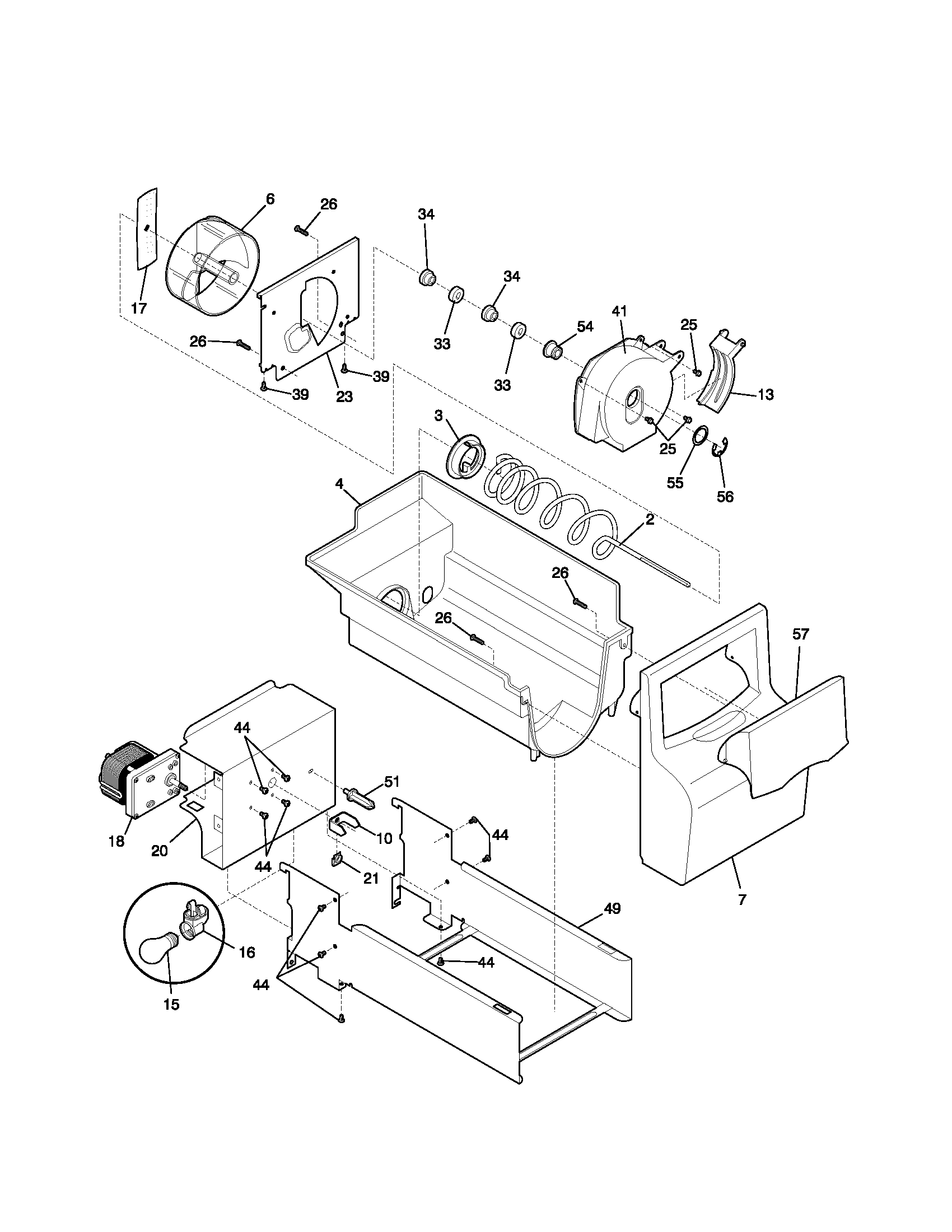 White-Westinghouse WRS23W0AW1 ice container diagram