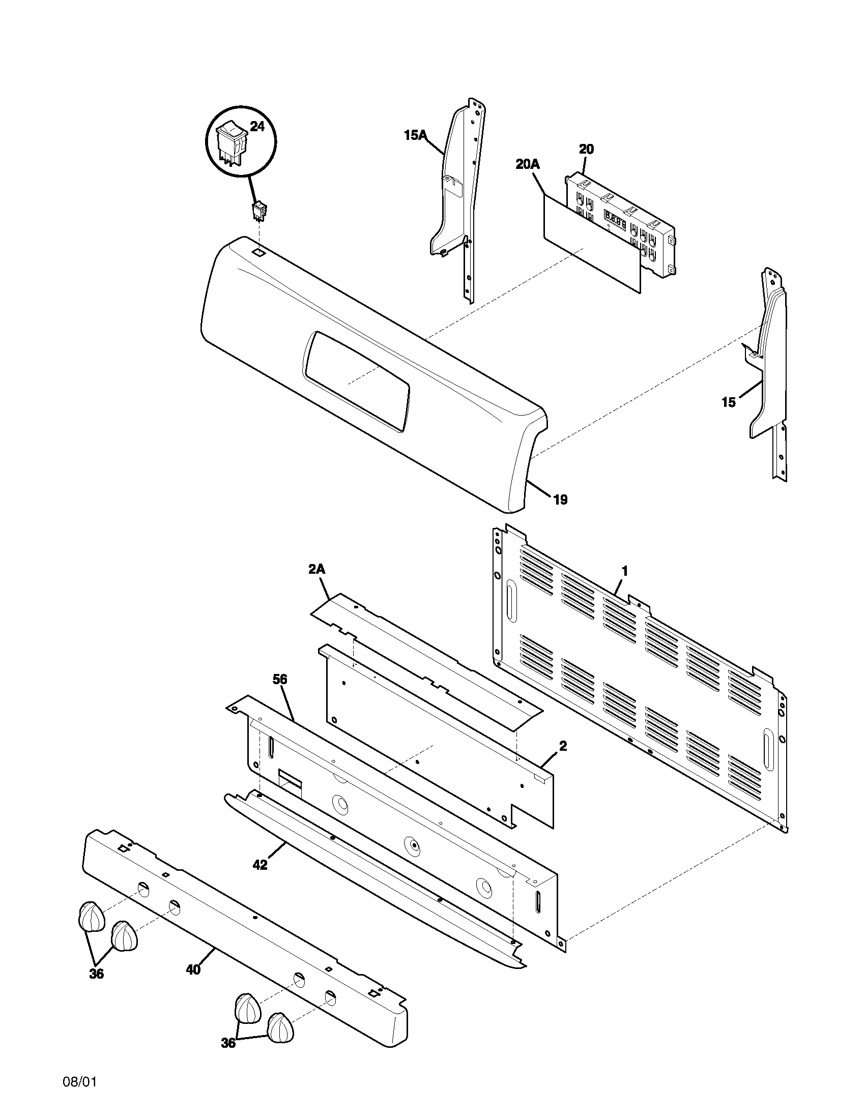 Frigidaire FGFB55ASA backguard diagram