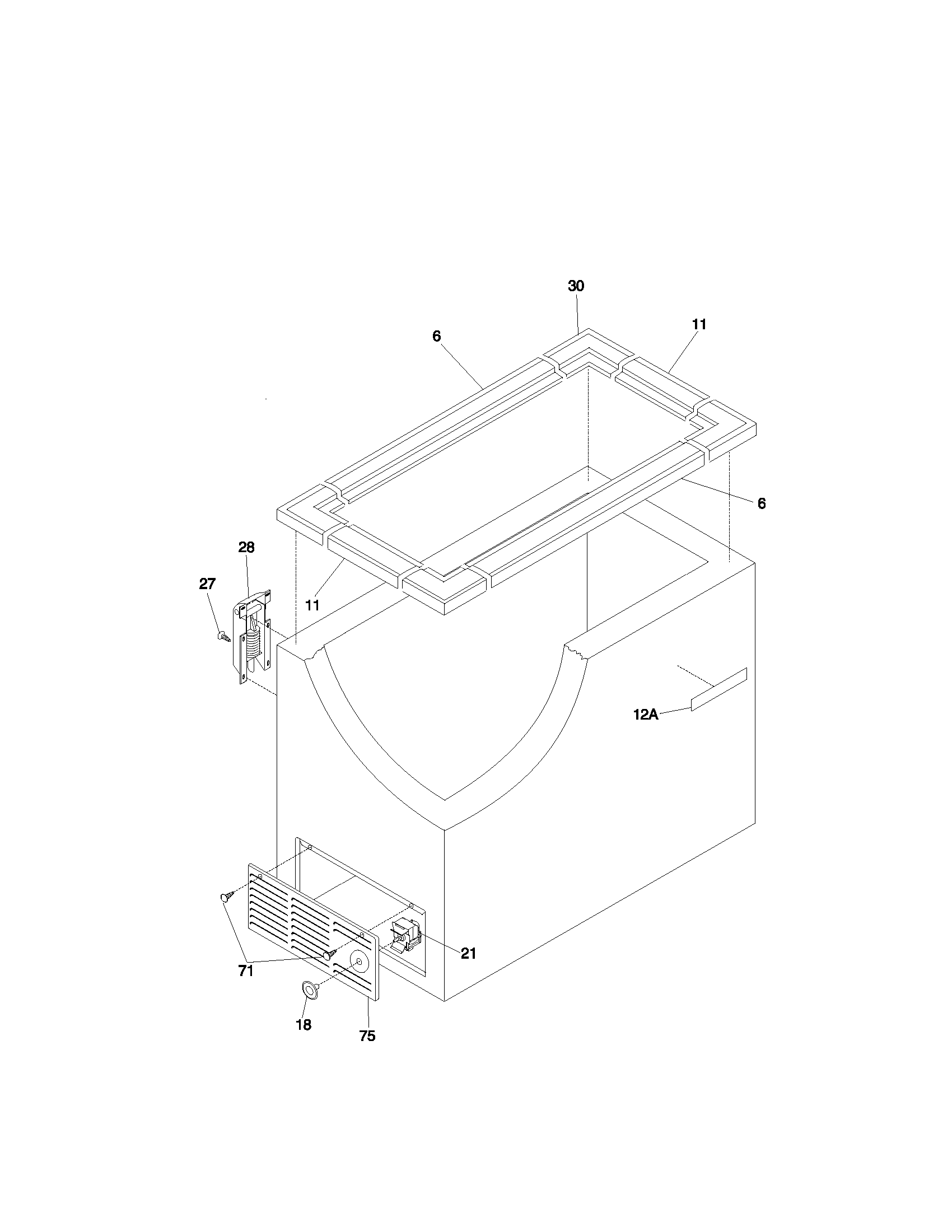 Frigidaire FFC07K0AW0 cabinet diagram