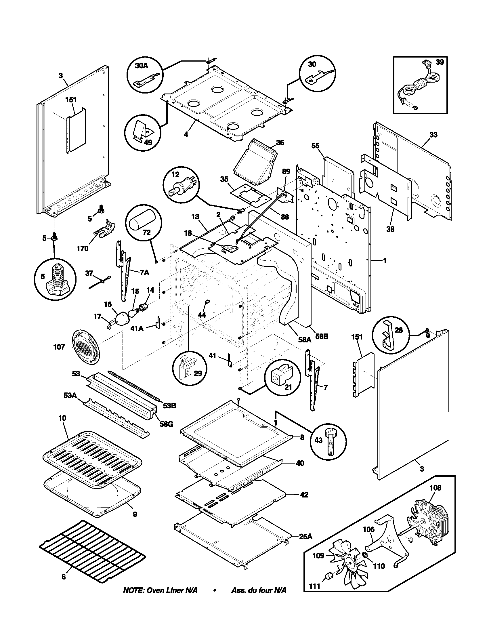 Frigidaire GLGF377ABC body diagram