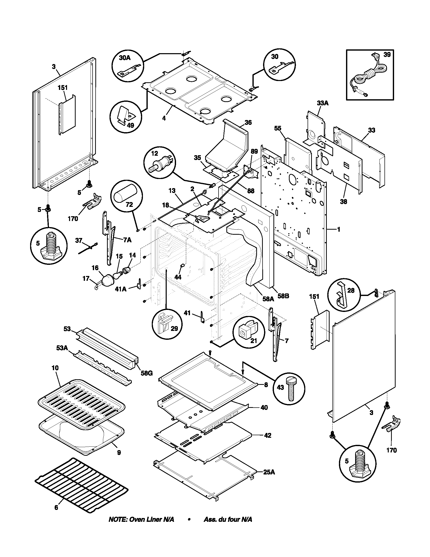 Frigidaire GLGFS66AQB body diagram