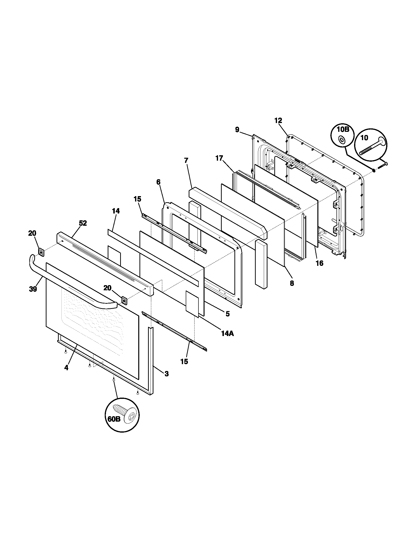 Tappan TGF364AQB door diagram