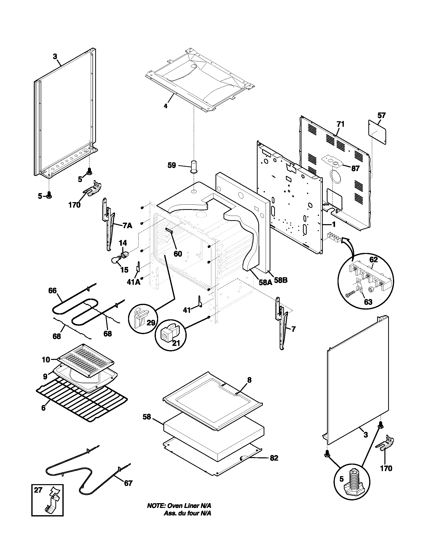 Frigidaire FEF314AUA body diagram