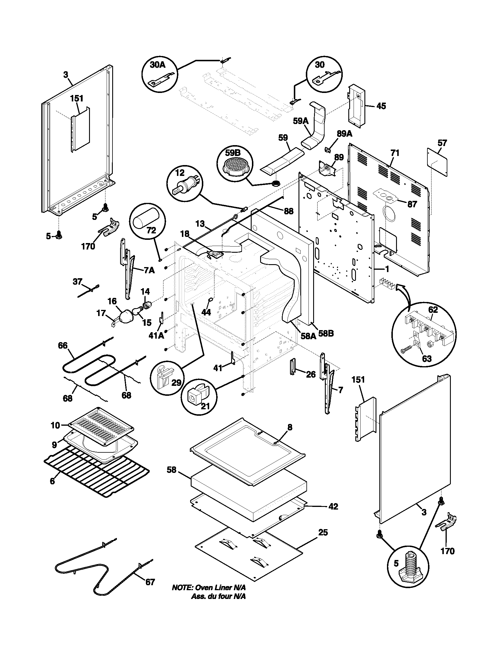 Frigidaire FEF361AWA body diagram