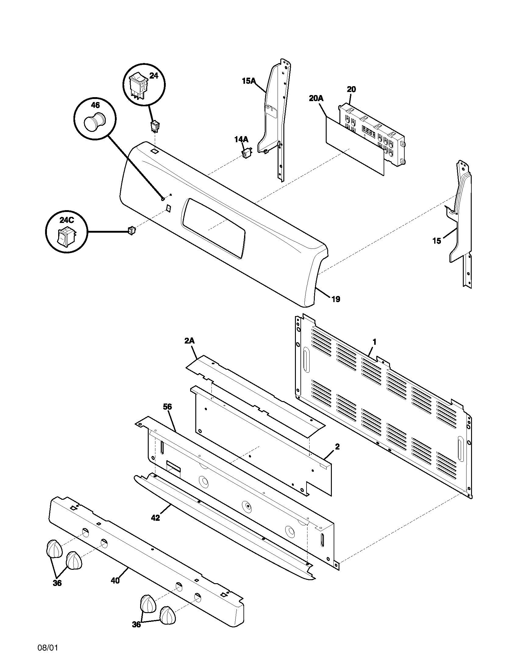 Frigidaire FGF378ACA backguard diagram
