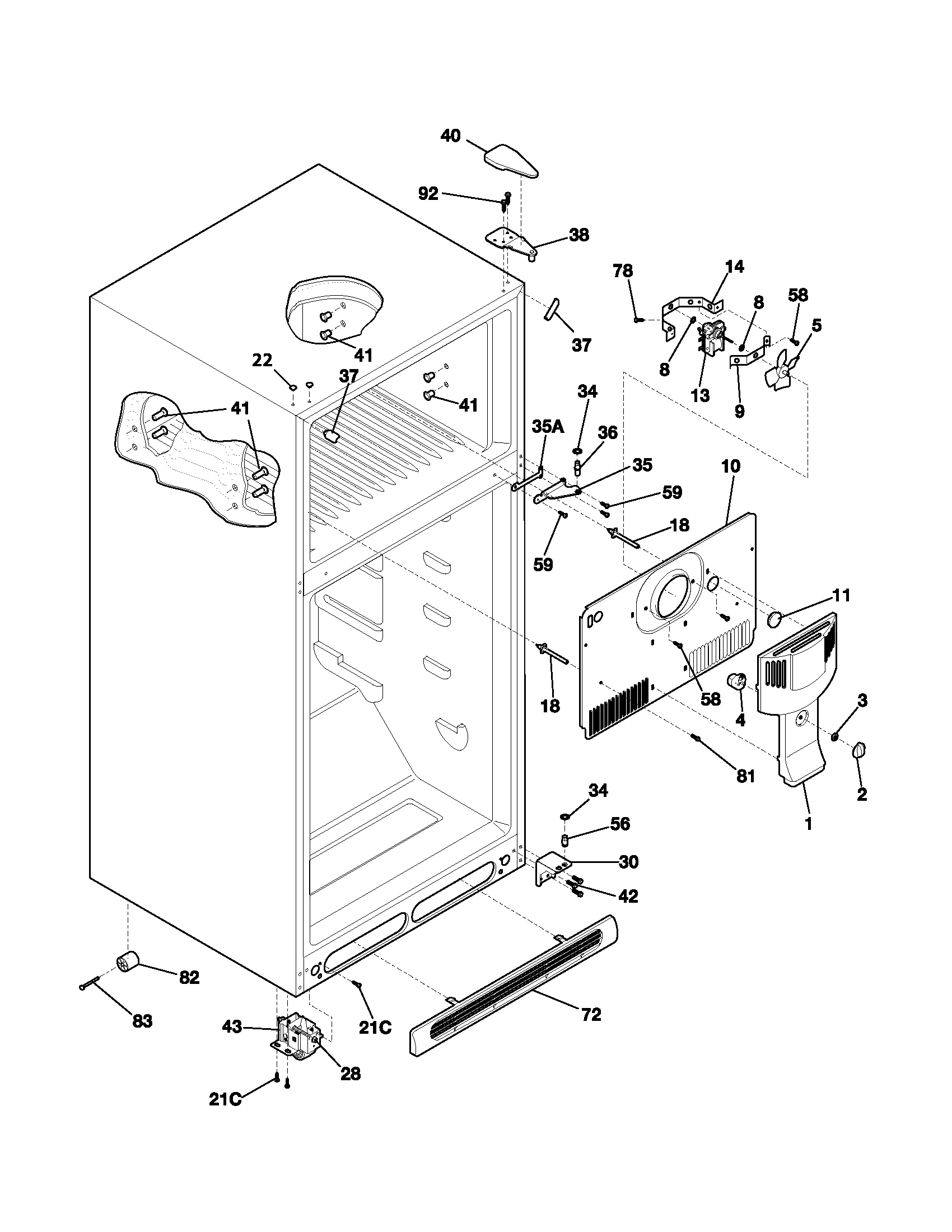 Frigidaire FRT17IB3AZ1 cabinet diagram