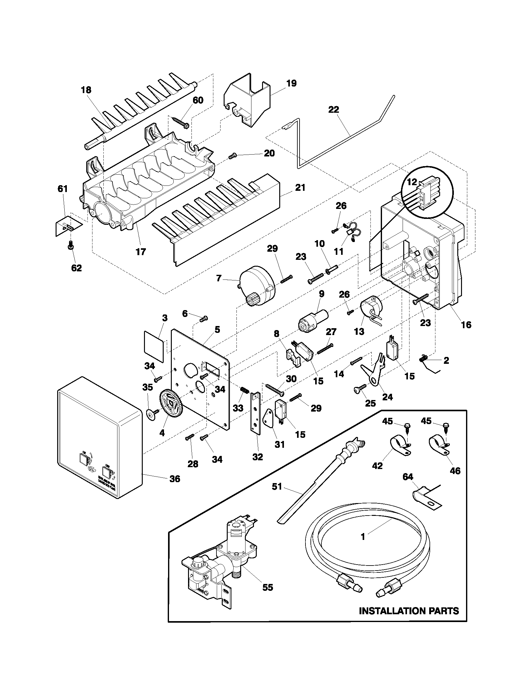 Frigidaire FRT17IB3AZ1 ice maker diagram
