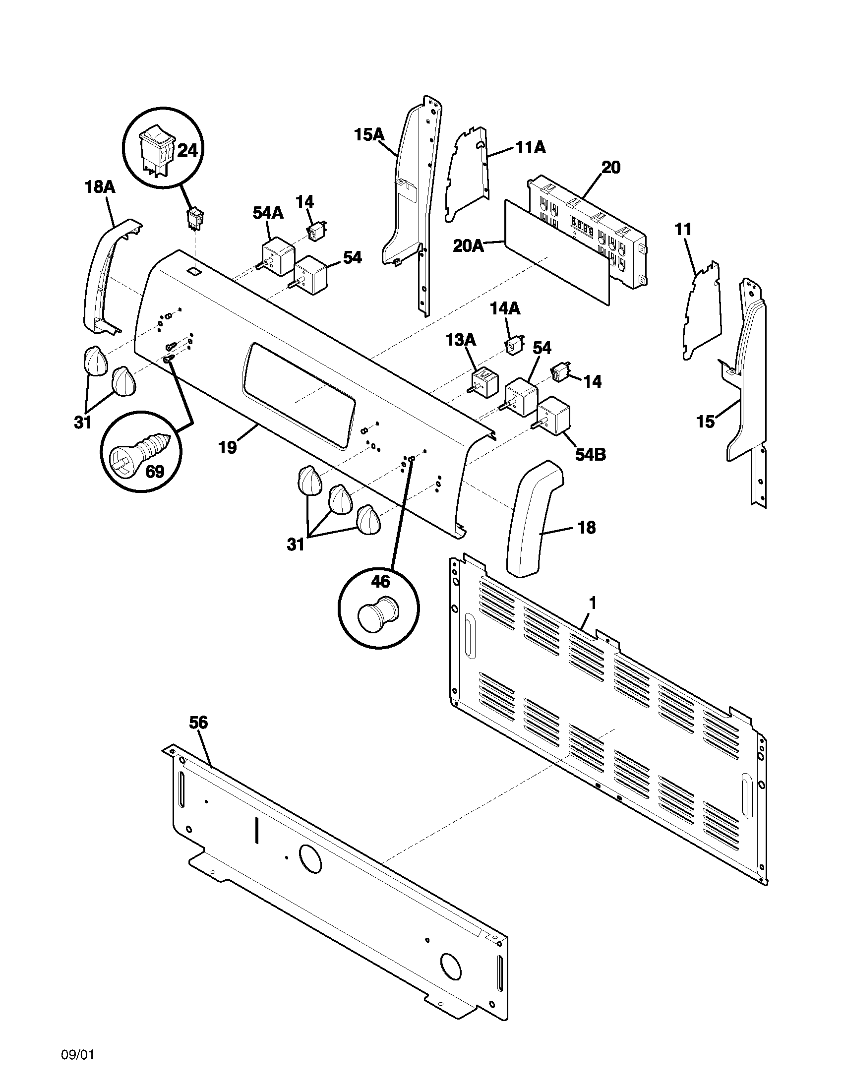 Frigidaire FEFL75ABB backguard diagram