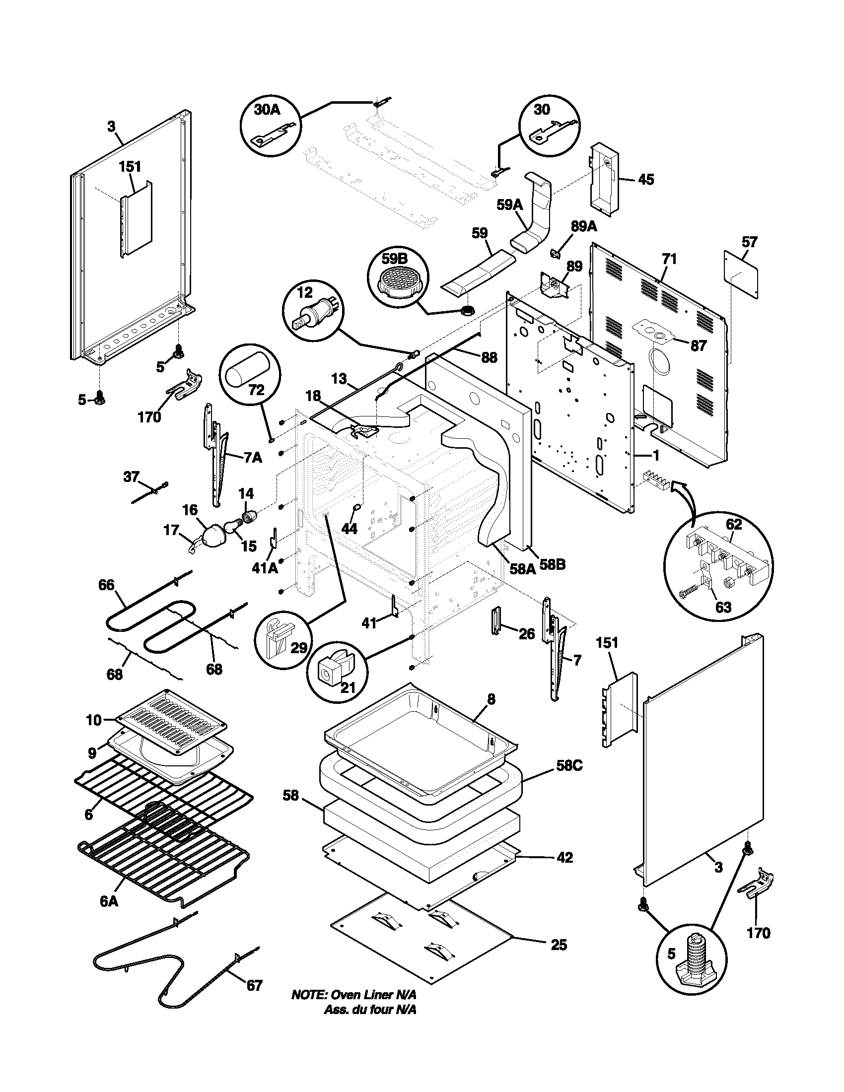Frigidaire FEFL75ABB body diagram