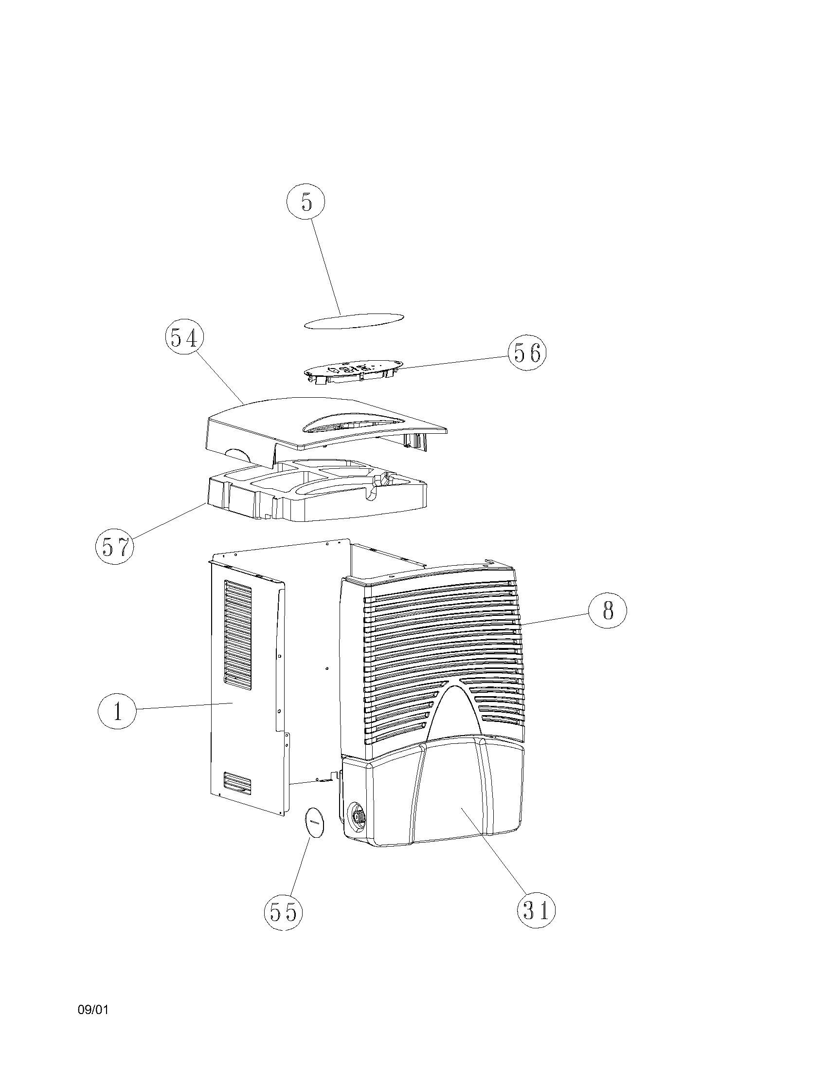 Frigidaire FDD50J4 front & wrapper diagram