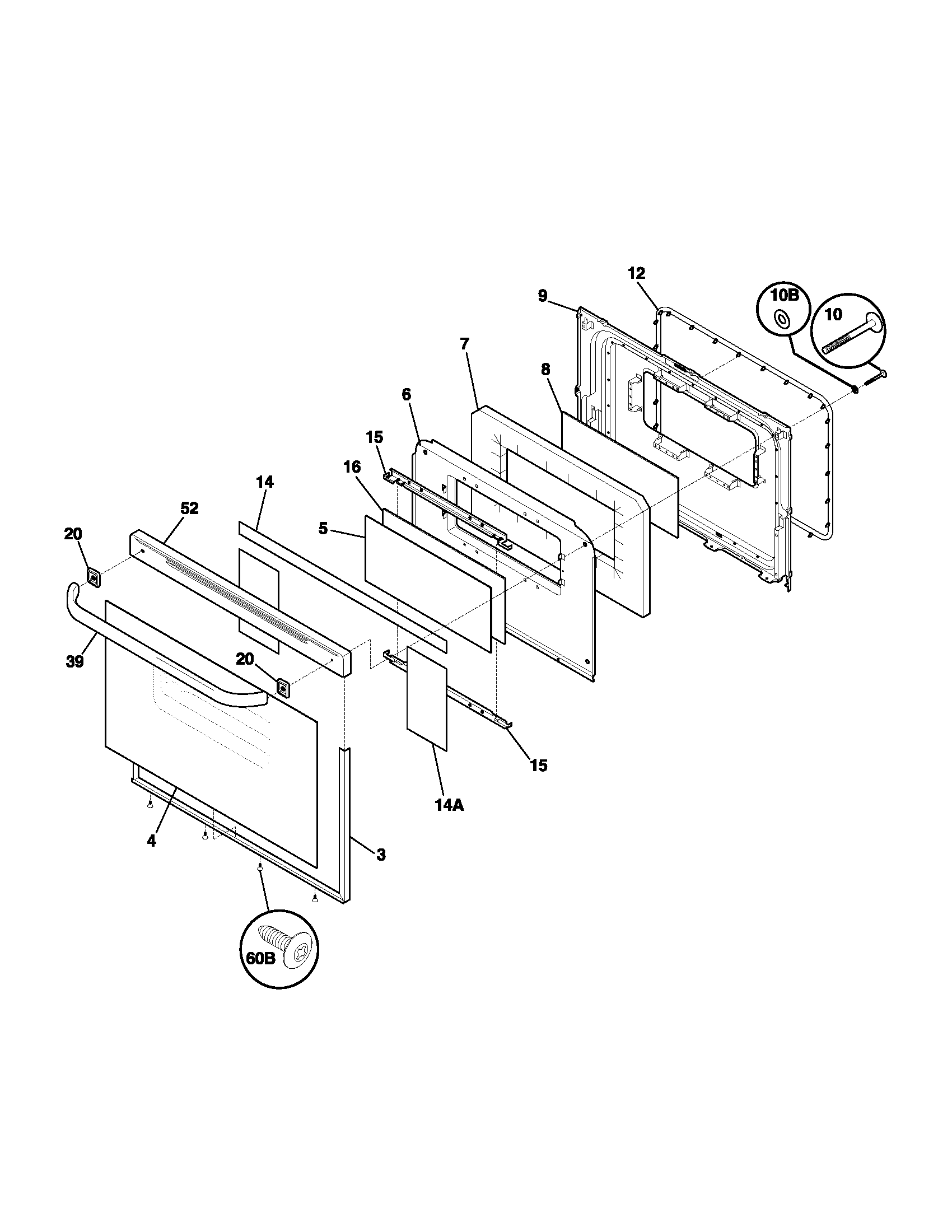 Frigidaire FEF365ASC door diagram