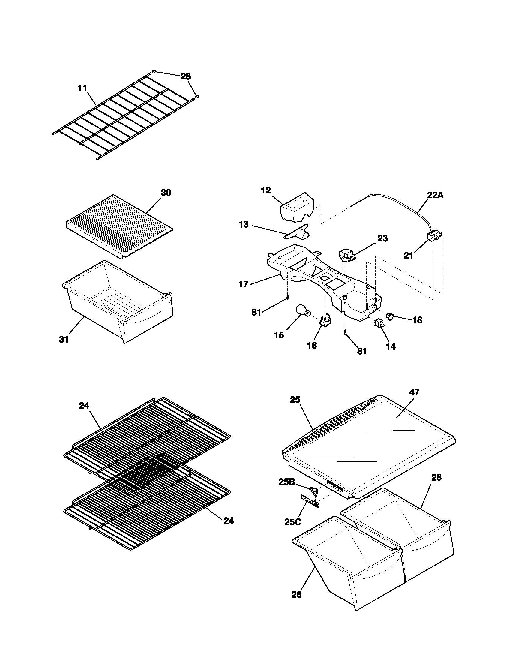 Gibson GRT18C5AW2 shelves diagram