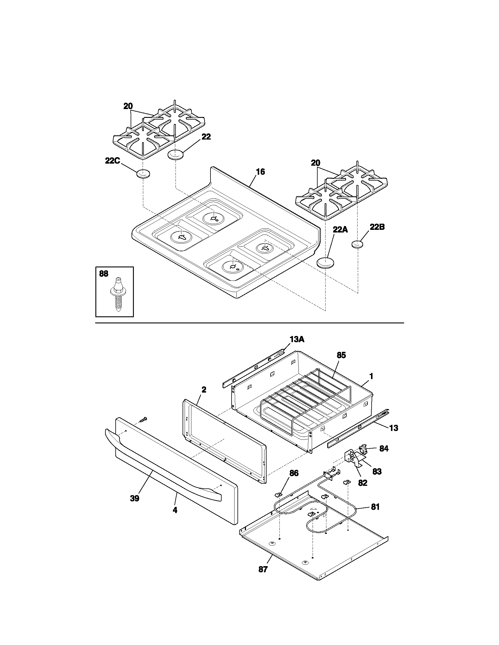 Kenmore 79075993101 top/drawer diagram