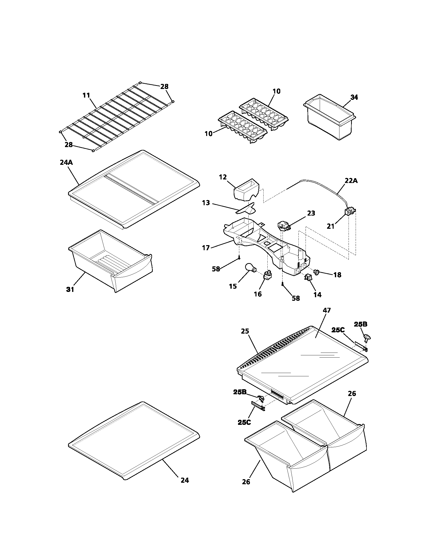 Kenmore 25361132102 shelves diagram