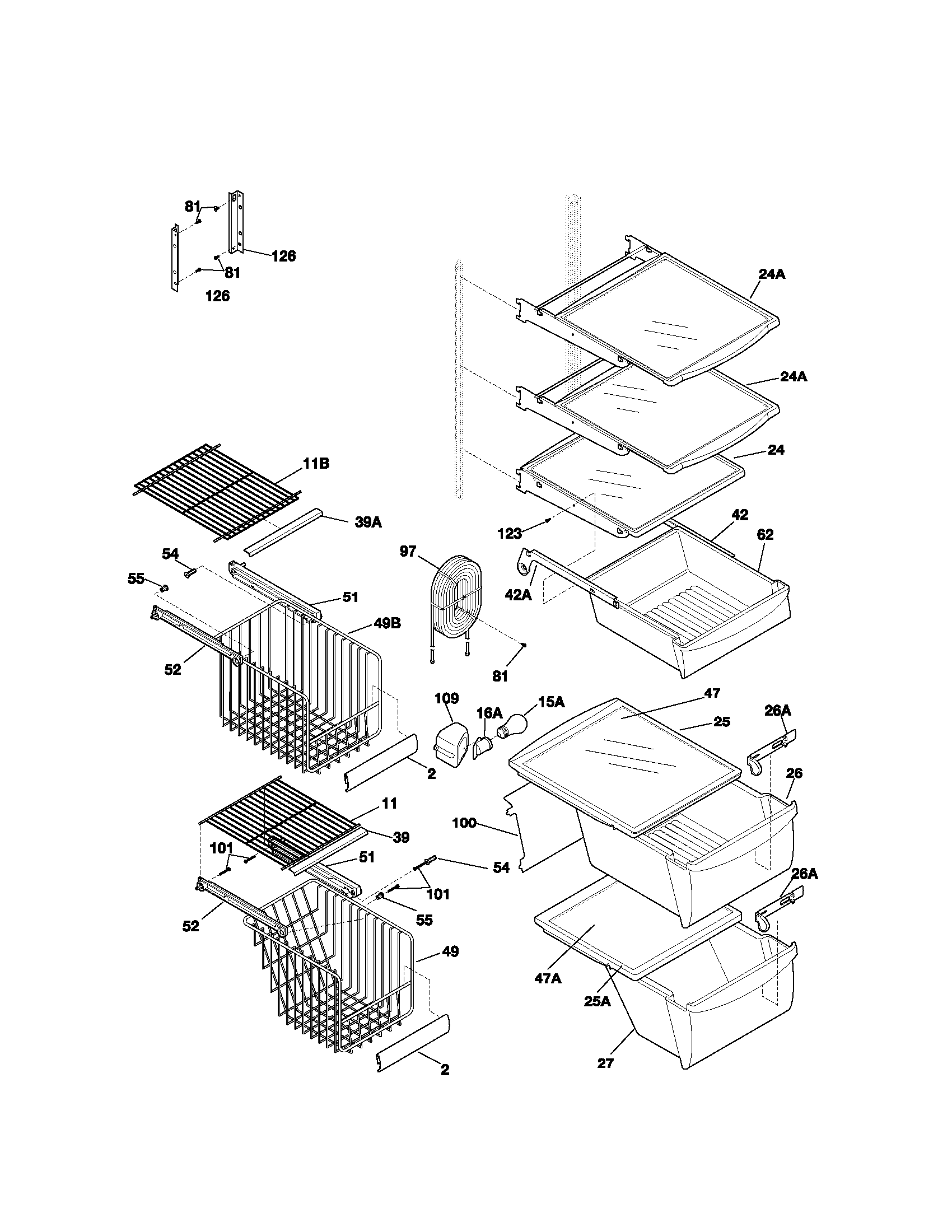 Kenmore 25351399102 shelves diagram
