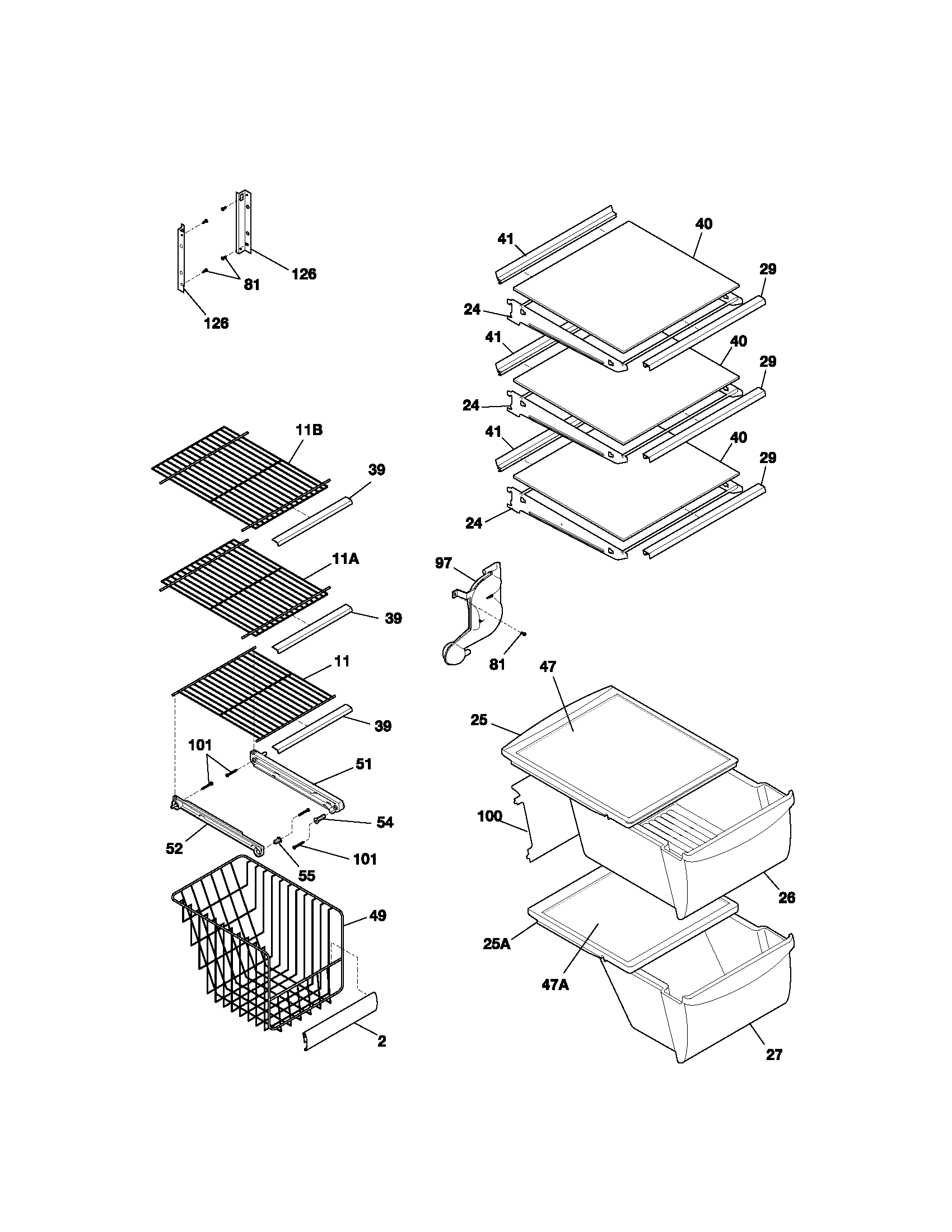 Kenmore 25351234103 shelves diagram