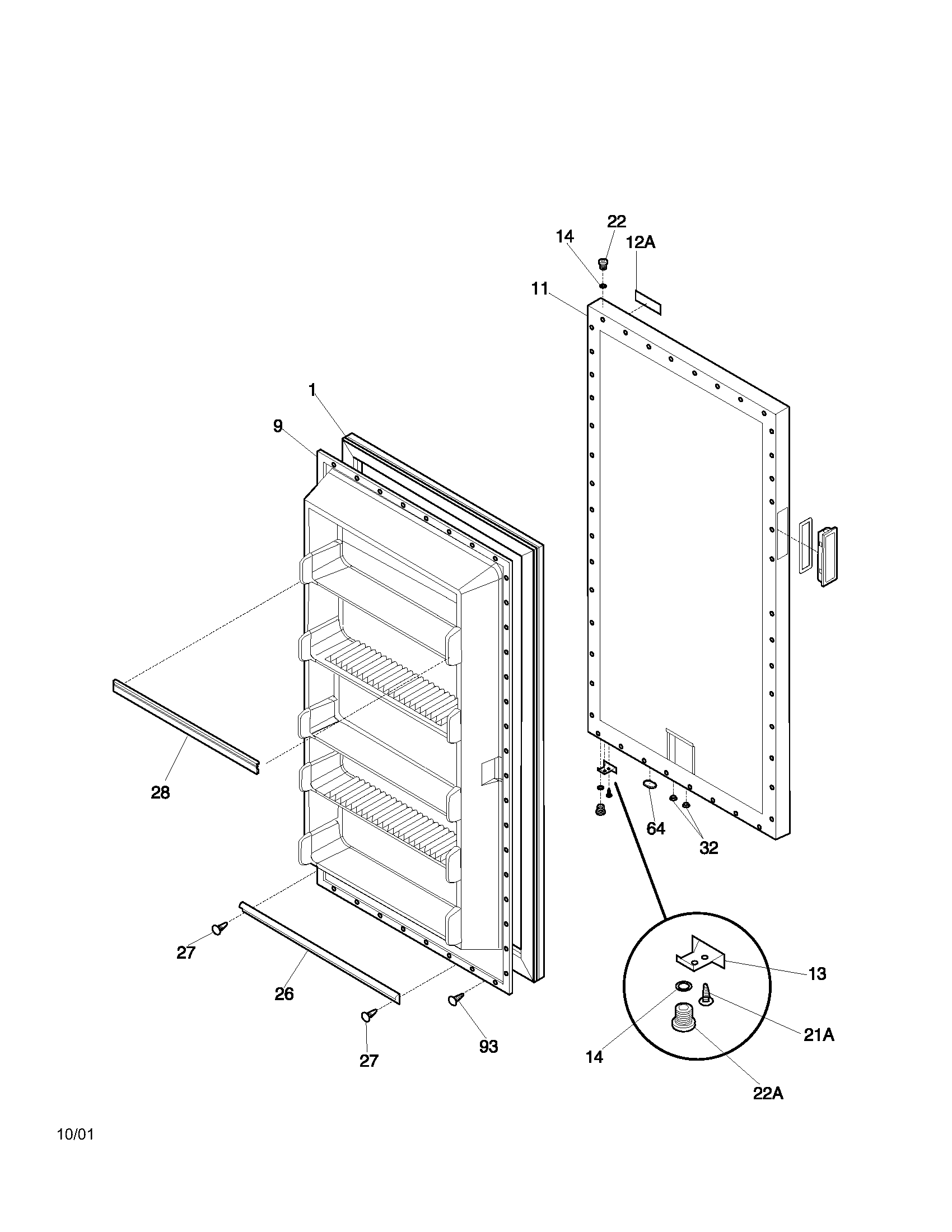 Kenmore 25321411101 door diagram