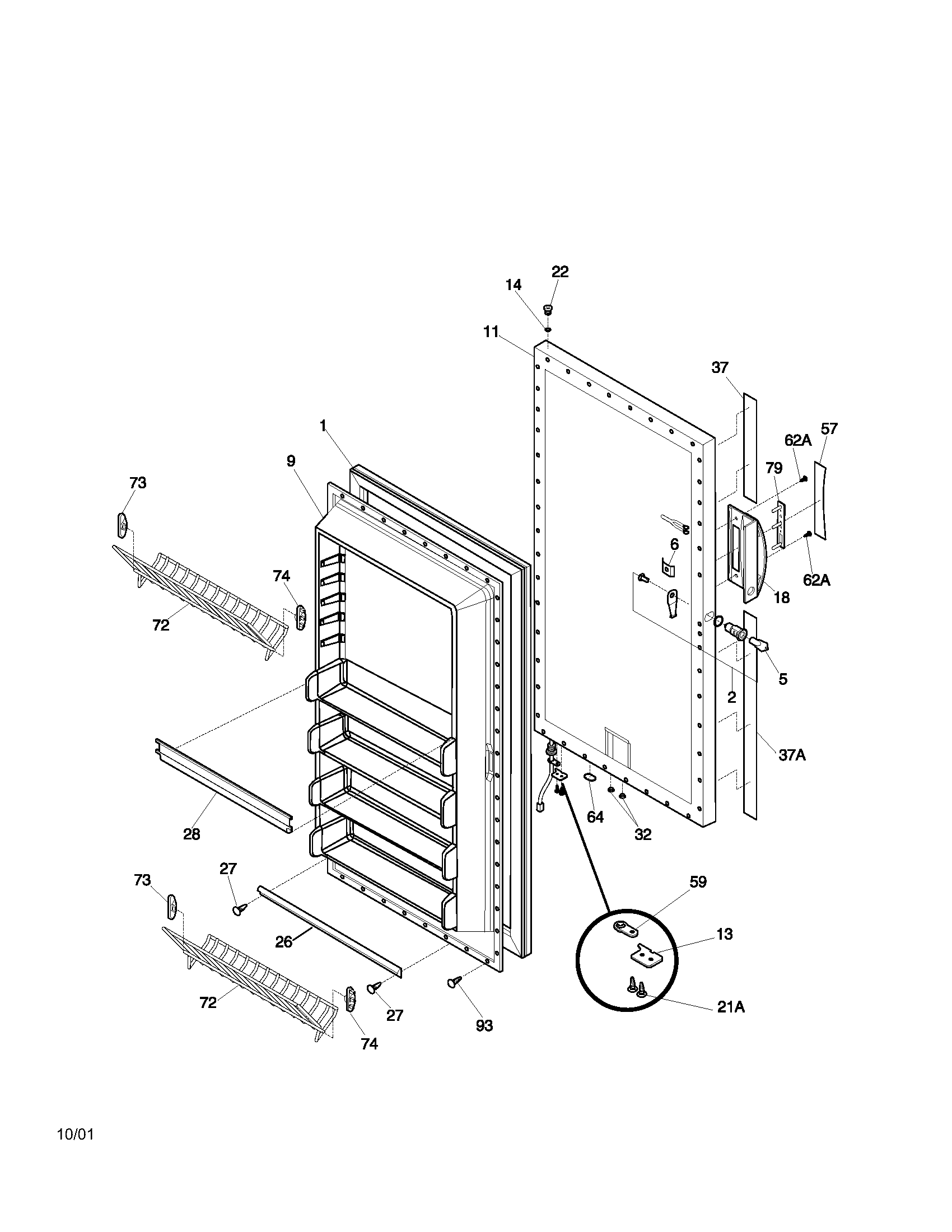 Kenmore 25321741102 door diagram