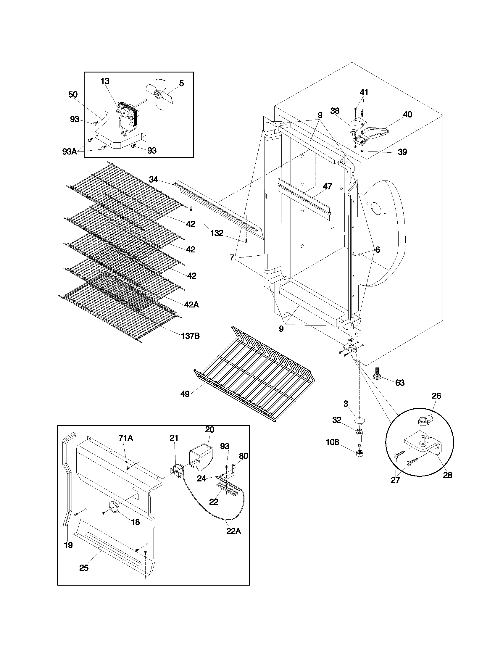Universal/Multiflex (Frigidaire) MFU20F3GW10 cabinet diagram