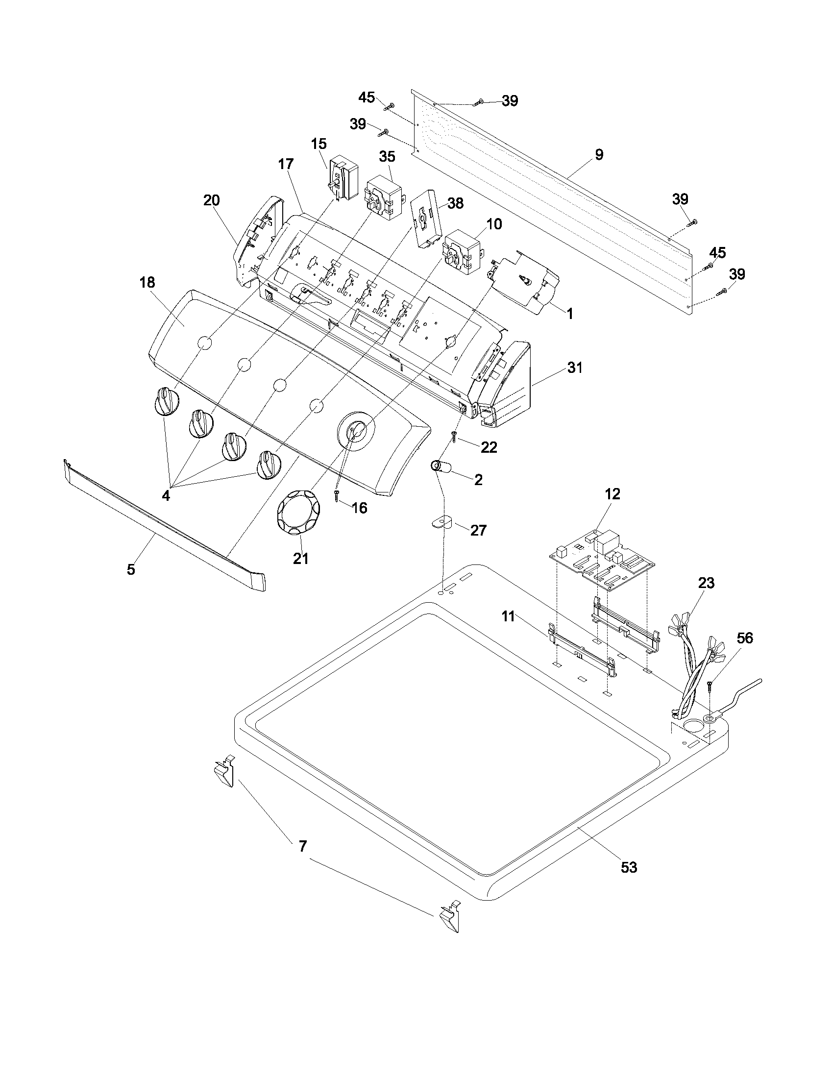 Frigidaire GLER642AS0 control panel diagram
