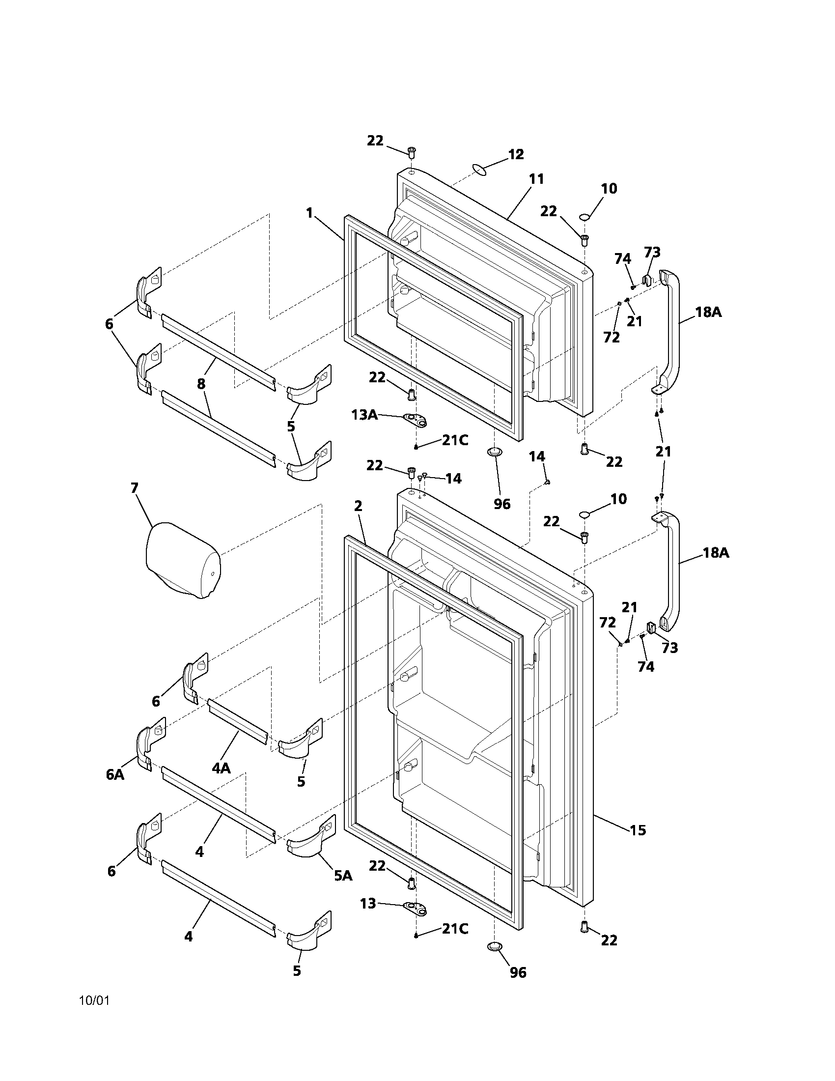 Frigidaire FRT15GG3AQ0 door diagram