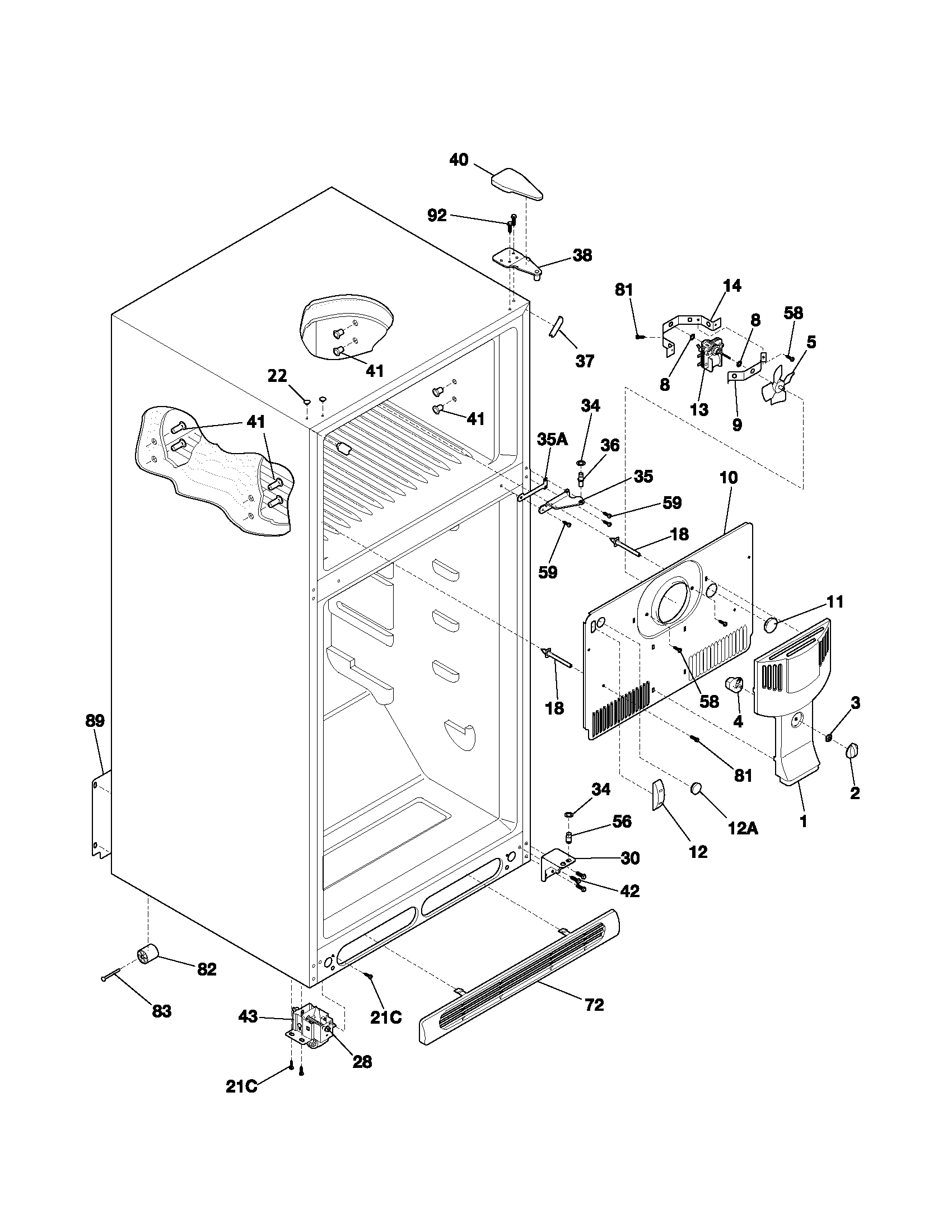 Frigidaire FRT15GG3AQ0 cabinet diagram