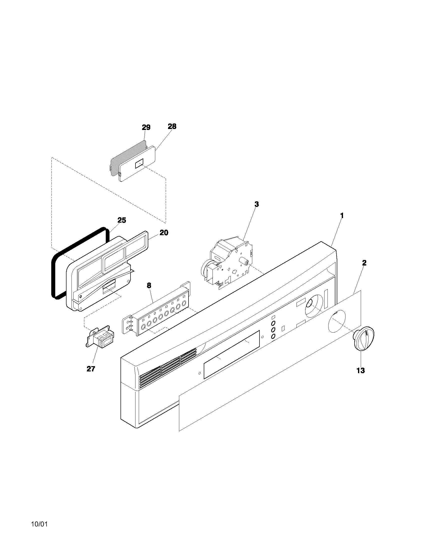 Frigidaire GLDB756AB0 control panel diagram