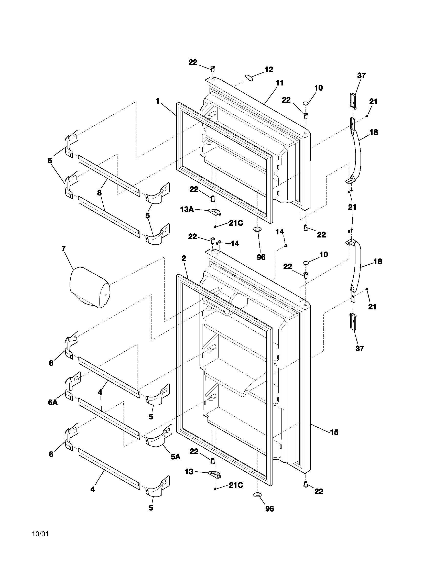Frigidaire FRT21HP5AB1 doors diagram