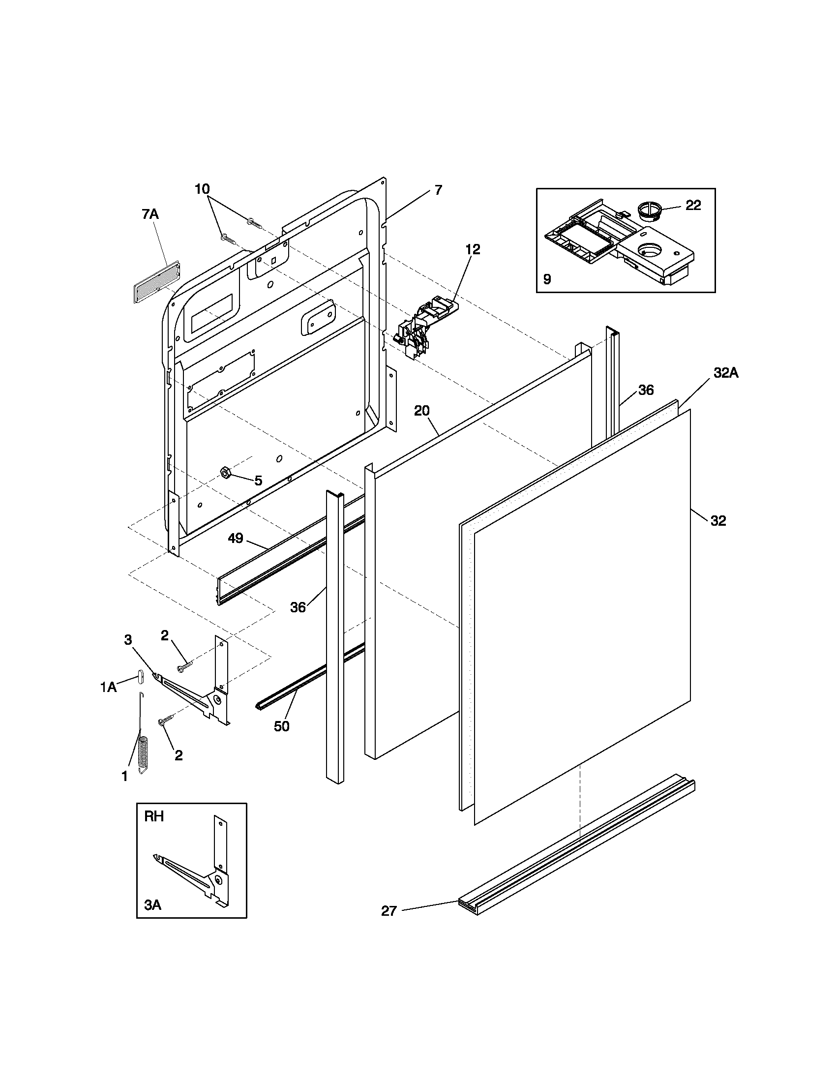 Frigidaire FDB421RFR6 door diagram