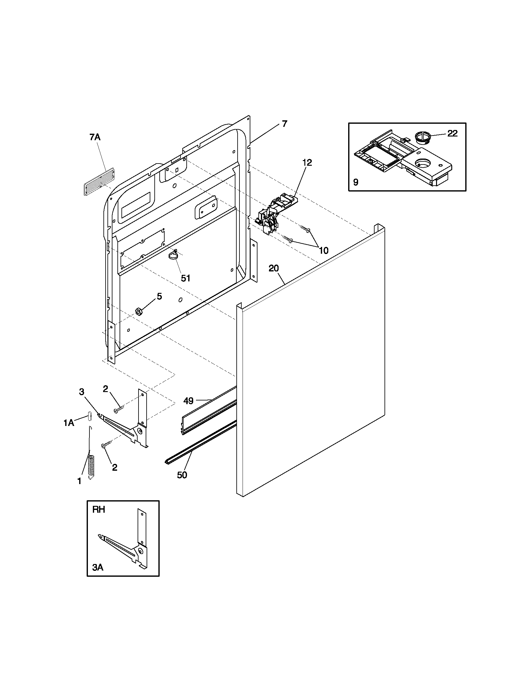 Universal/Multiflex (Frigidaire) MDB124BAS0 door diagram