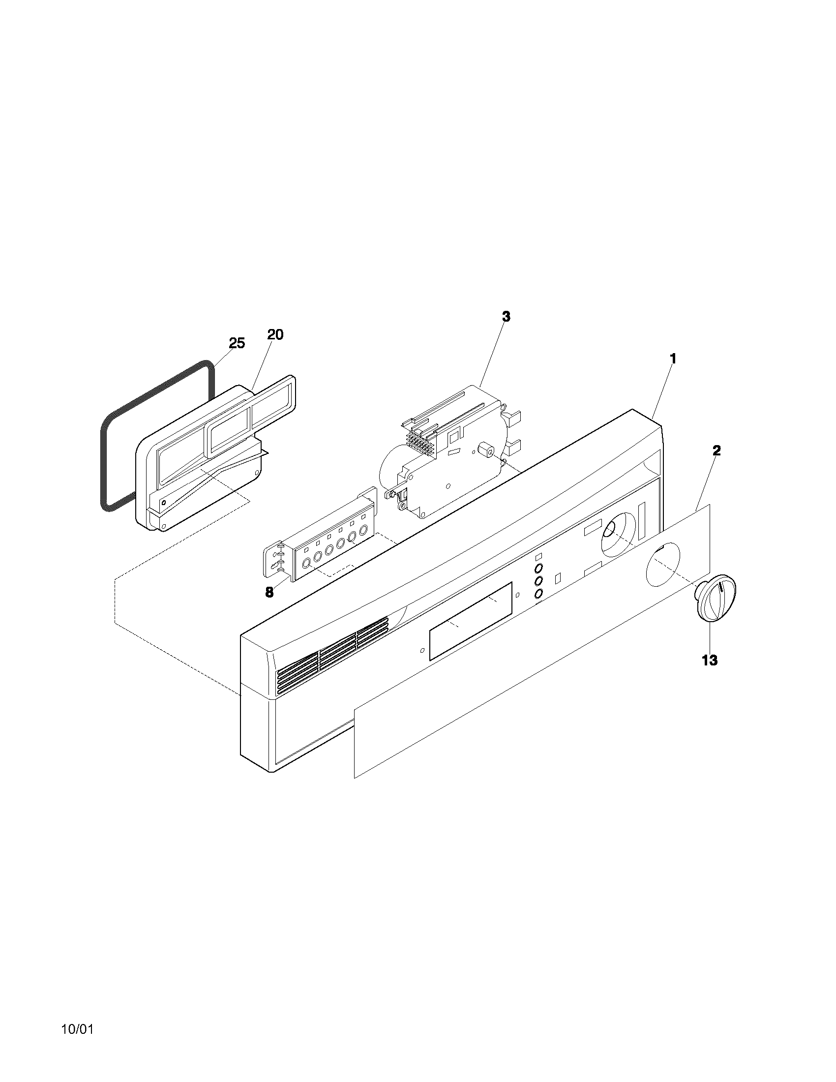 Frigidaire FDBC45BAB0 control panel diagram