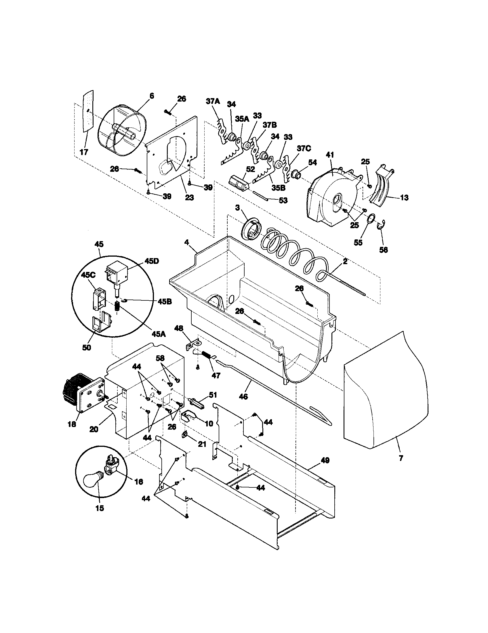 Frigidaire GLHS264ZAW0 ice container diagram