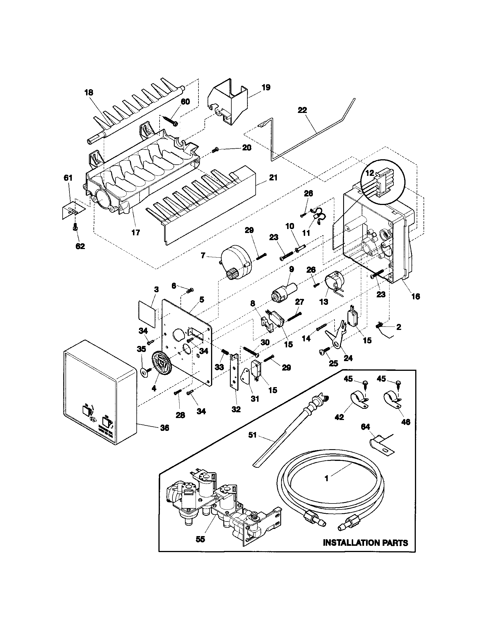 Frigidaire GLHS264ZAW0 ice maker diagram