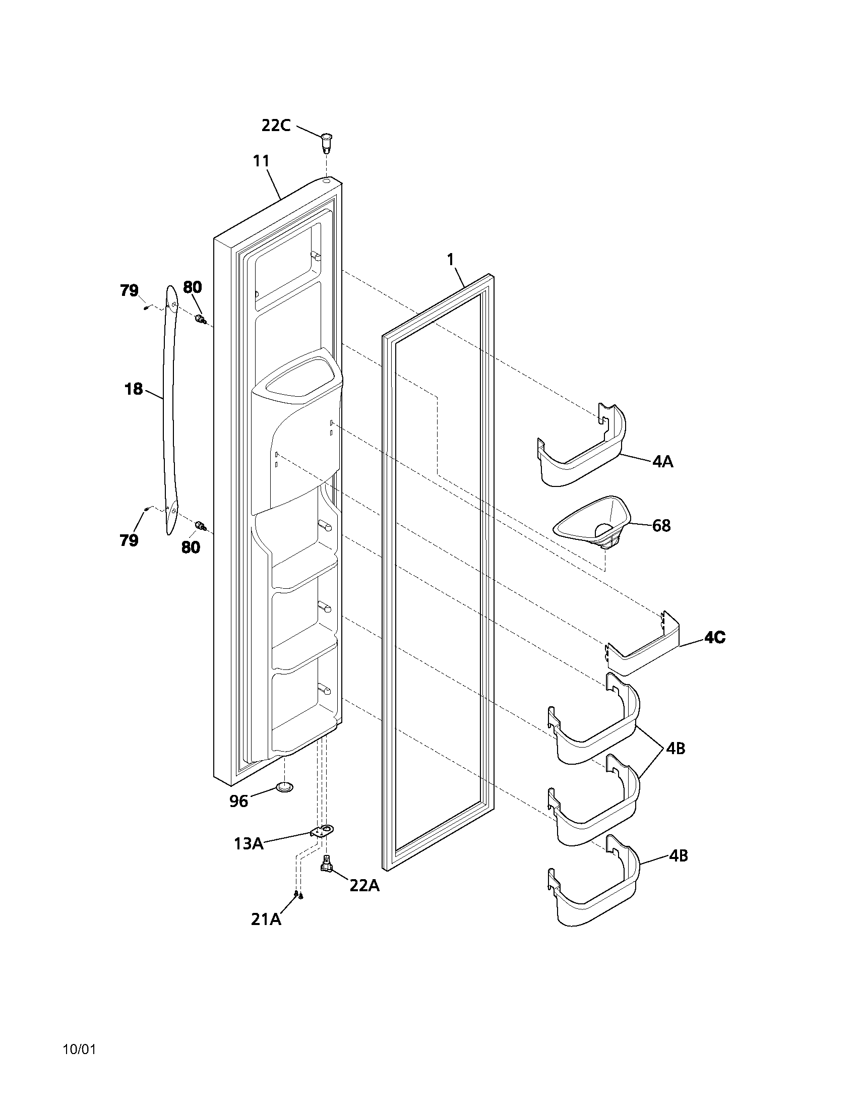 Frigidaire PLHS267ZAB0 freezer door diagram