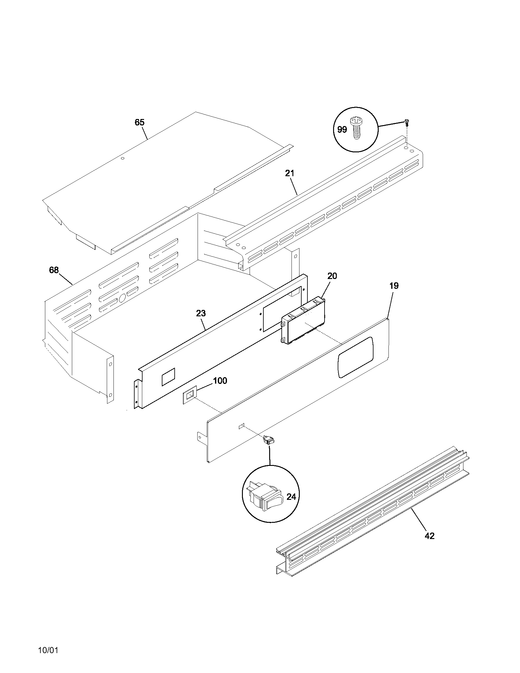 Frigidaire FGB24L2ASA control panel diagram