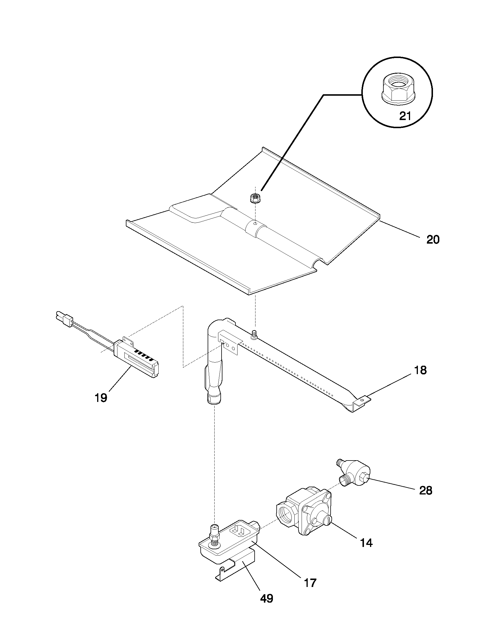 Frigidaire FGB24L2ASA burner diagram