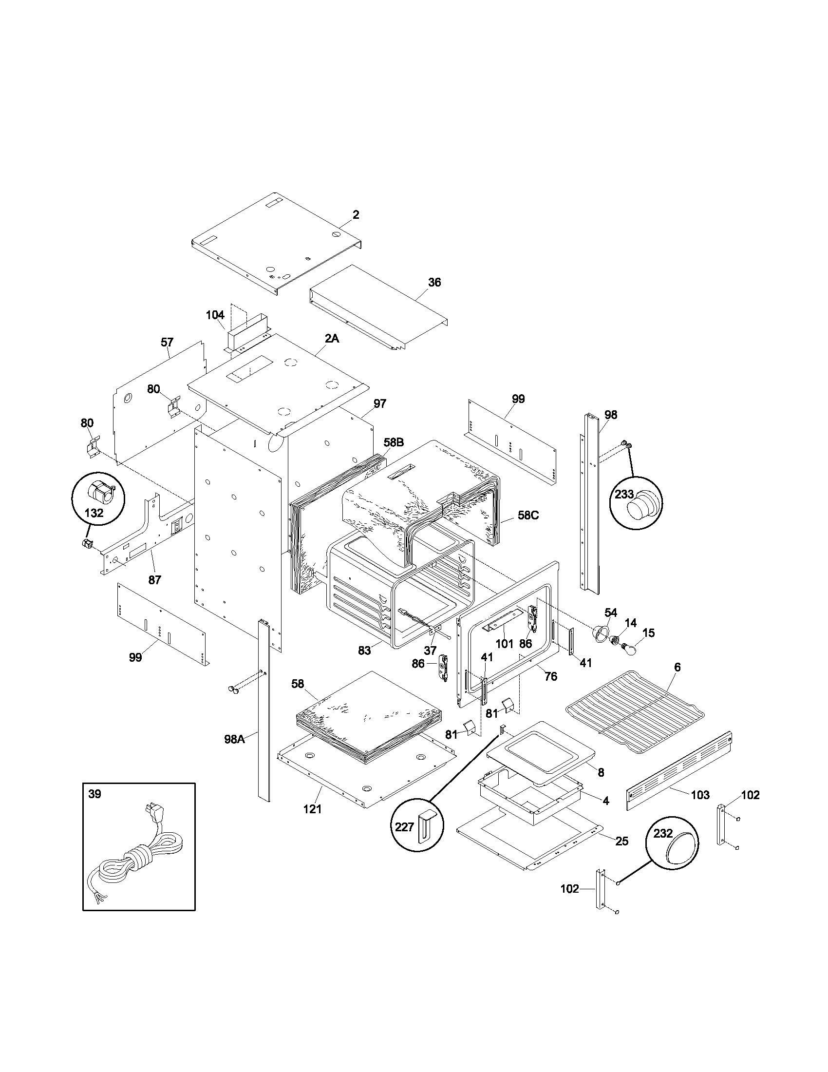 Frigidaire FGB24L2ASA body diagram