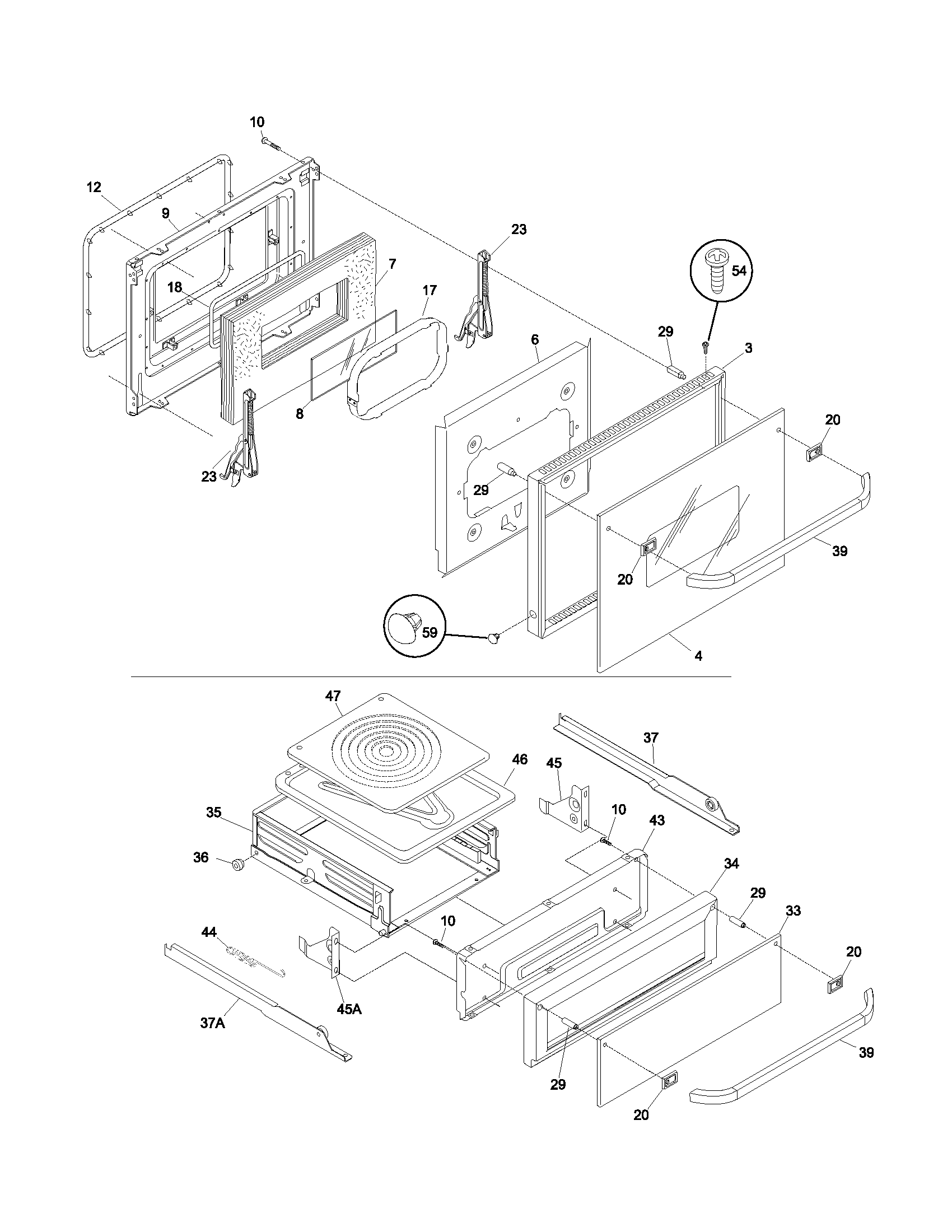 Frigidaire FGB24L2ASA door/drawer diagram