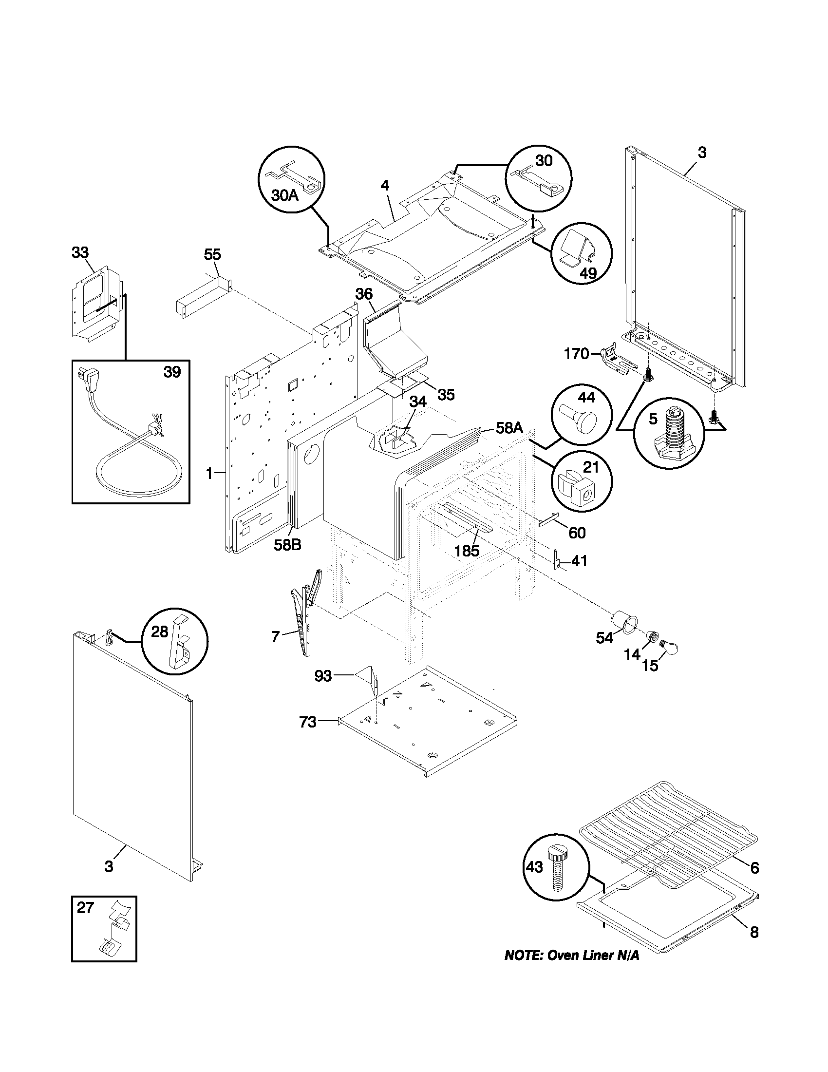 Frigidaire FGFB33WHSA body diagram