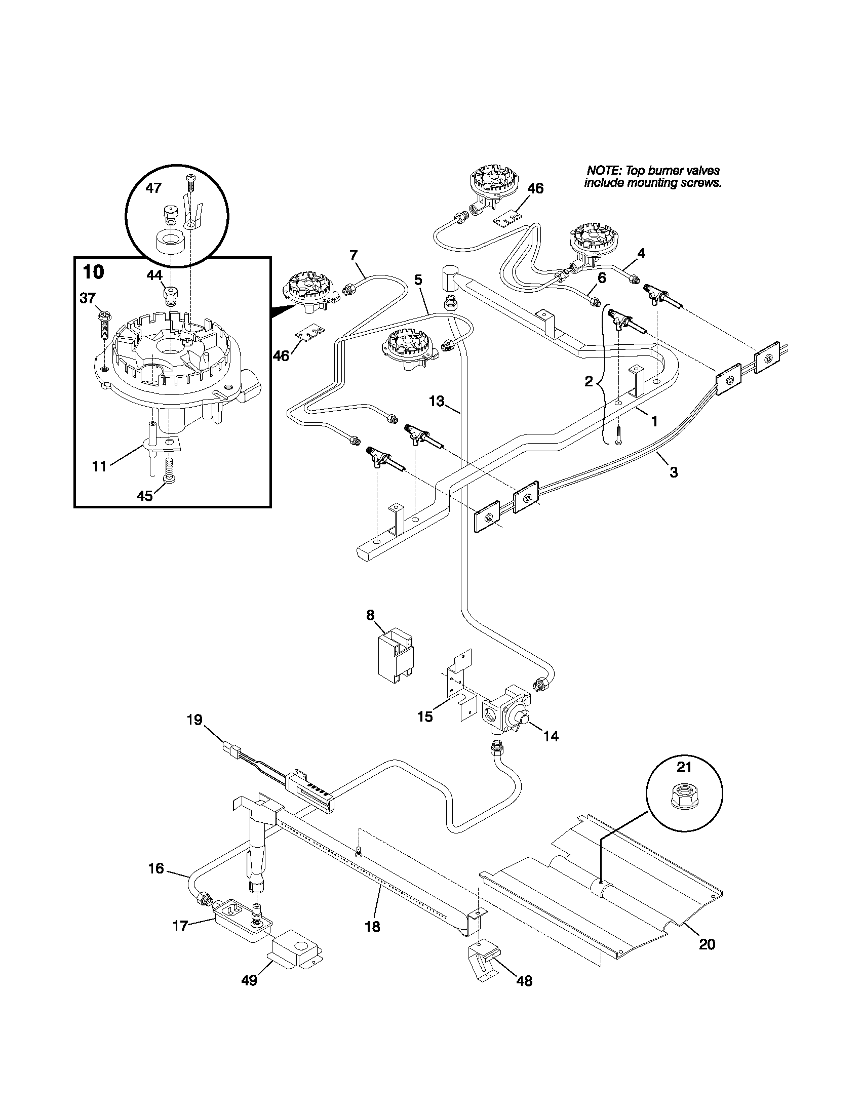 Tappan TGF326WHTD burner diagram